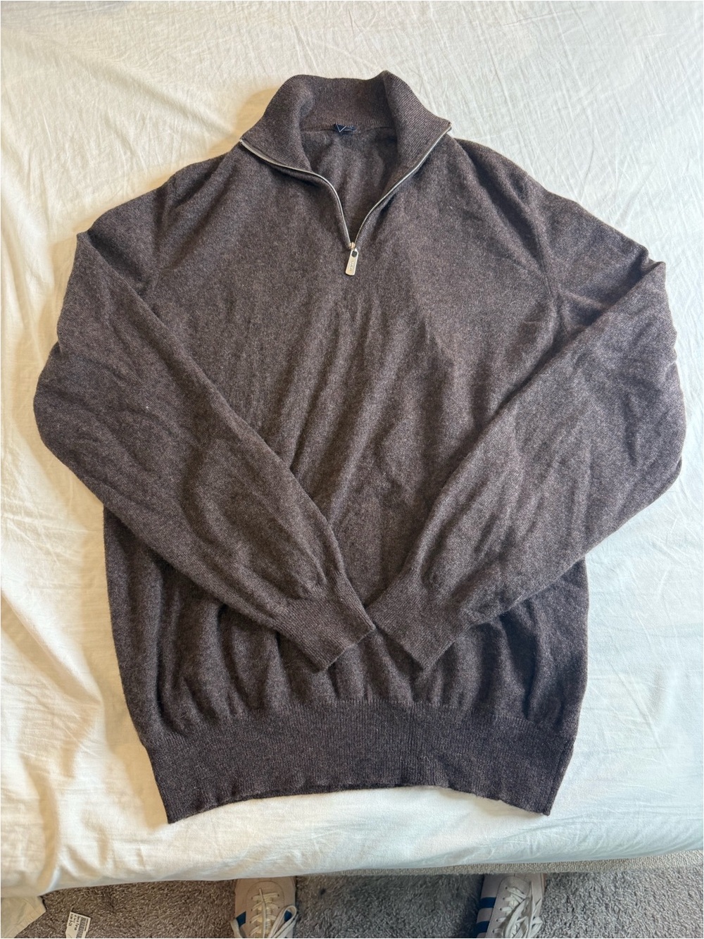 Men's Half-Zip Brown Sweater Knit Pullover